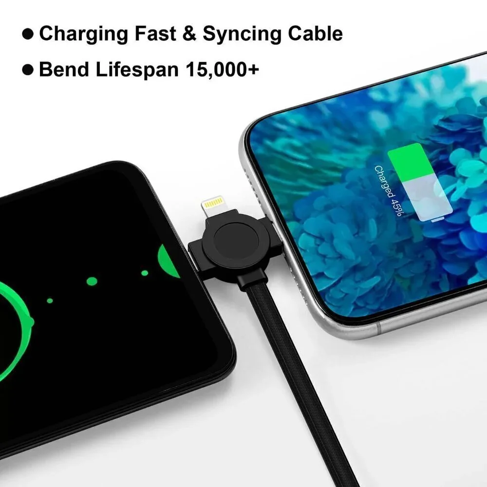 2pk 3.3ft Retractable Multi Fast Charging Cord, 3 in 1 Multi Charger Cable